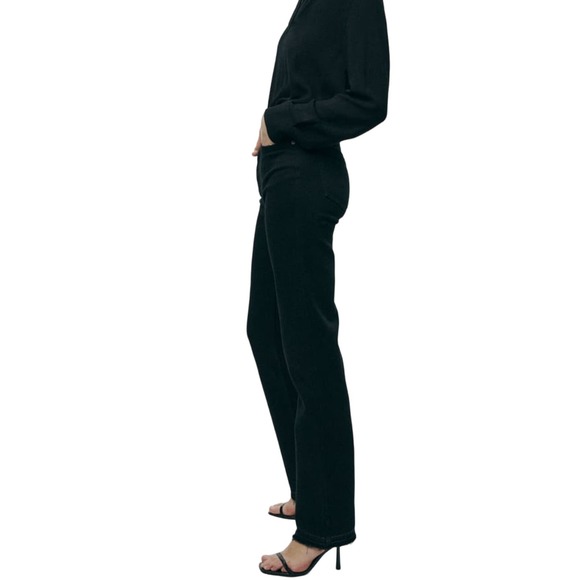 NWT Zara Signature Slim Fit / Full Length / High Rise Jeans in Black Size 0 - Picture 3 of 12